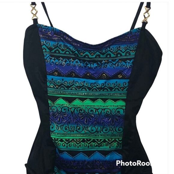 Jantzen Vintage 80s/90s Black One-Piece Swimsuit NWT Size M Retro - Picture 4 of 16